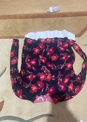 Bordo Çiçek Desenli Bohem örgü penye Bluz - Görsel 10