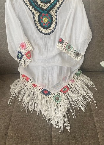 Nakışlı Bohem V Yaka Uzun Tunik - Görsel 5