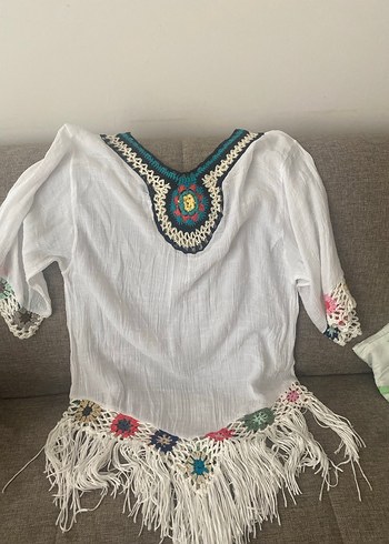 Nakışlı Bohem V Yaka Uzun Tunik - Görsel 8