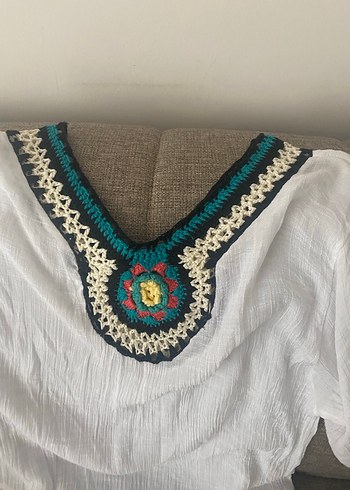 Nakışlı Bohem V Yaka Uzun Tunik - Görsel 3