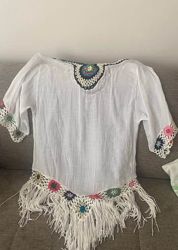 Nakışlı Bohem V Yaka Uzun Tunik - Görsel 4