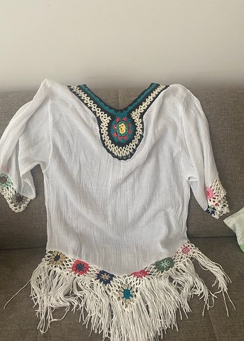 Nakışlı Bohem V Yaka Uzun Tunik - Görsel 12