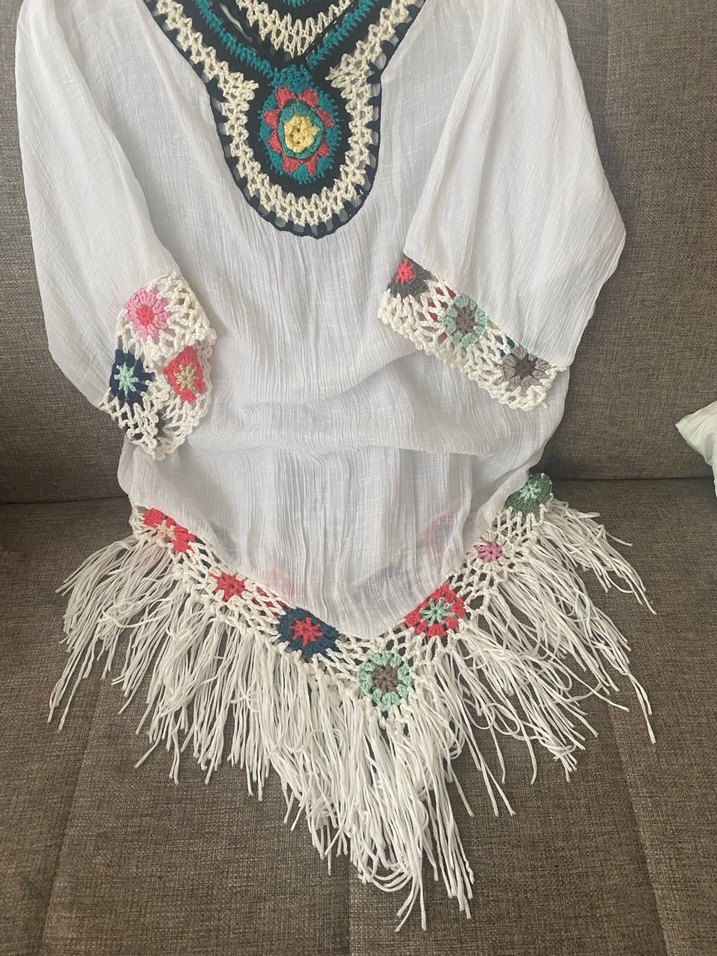 Nakışlı Bohem V Yaka Uzun Tunik - Görsel 2