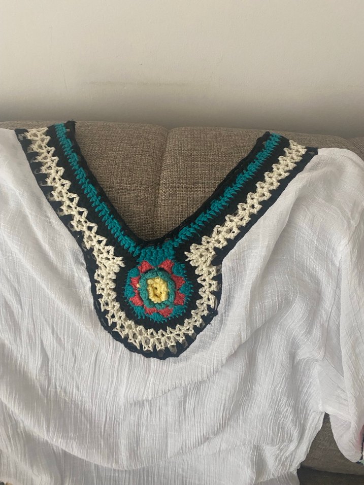 Nakışlı Bohem V Yaka Uzun Tunik - Görsel 3