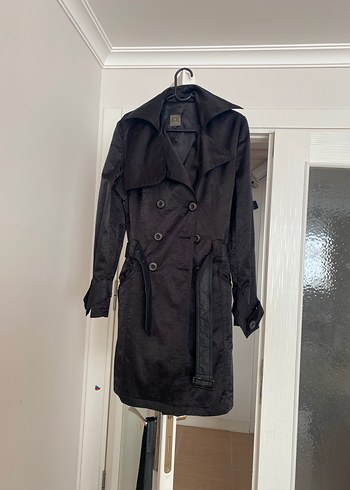 Siyah Kadın Midi Trençkot - Görsel 9