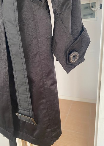 Siyah Kadın Midi Trençkot - Görsel 10