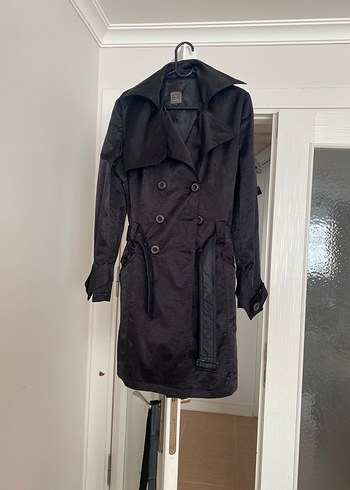 Siyah Kadın Midi Trençkot - Görsel 8