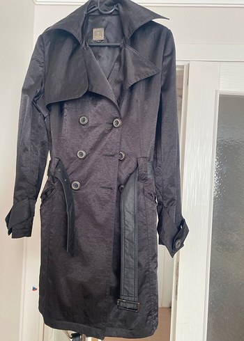 Siyah Kadın Midi Trençkot - Görsel 7