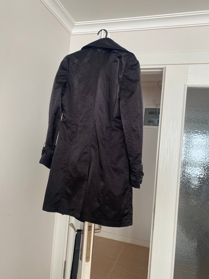 Siyah Kadın Midi Trençkot - Görsel 2