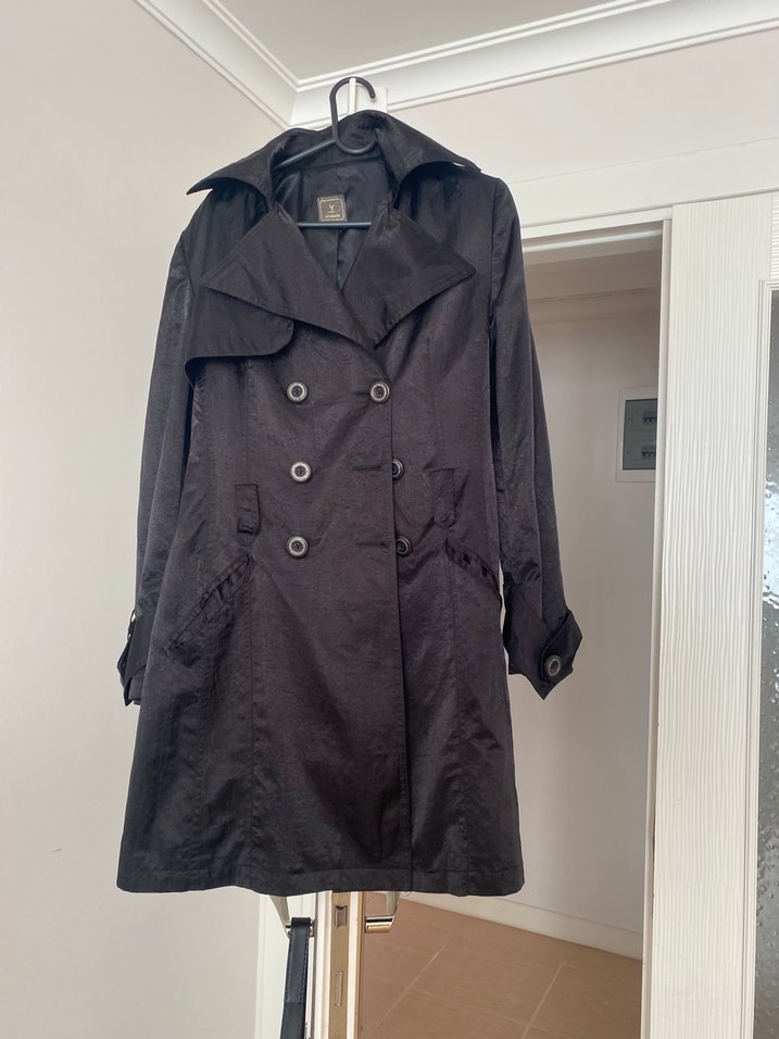 Siyah Kadın Midi Trençkot - Görsel 3