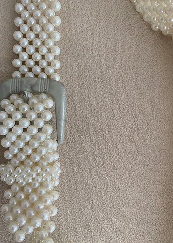 İnci Detaylı Beyaz Kadın Kemer