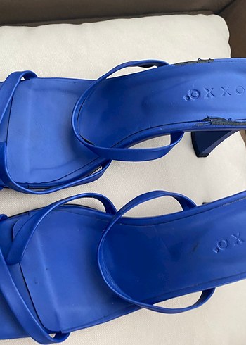 39 Beden mavi Renk Mavi Blok Topuklu Minimalist Kadın Sandalet