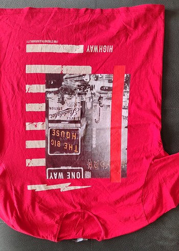 Collezione Kırmızı Baskılı Tişört, Kısa Kollu