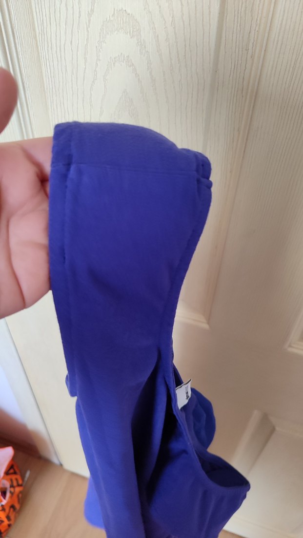 Mavi-mor Drapeli Sıfır Kol Mini Elbise - Görsel 5