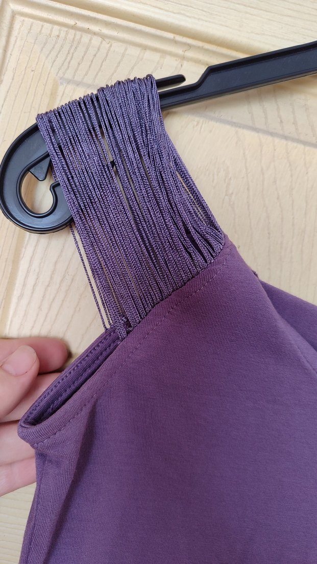 Mor Drapeli omuz detaylı tişört - Görsel 3