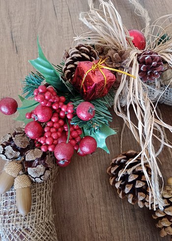 yeni yıl temalı ahşap kapı veya duvar süsü - Görsel 2