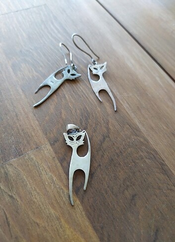 925 ayar, Gümüş kolye küpe takim - Görsel 2