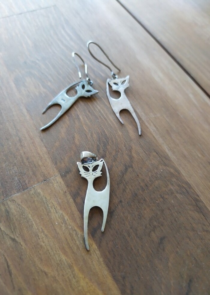 925 ayar, Gümüş kolye küpe takim - Görsel 2