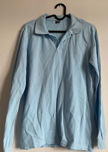 LC Waikiki Acik Mavi Polo Yaka Uzun Kollu Tisort 12 13 Yas