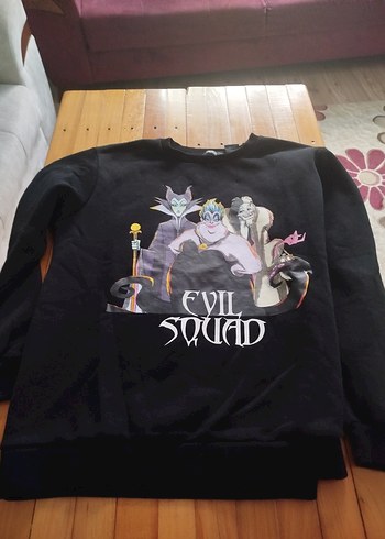 Kadın Siyah Goth Baskılı Uzun Kollu Sweatshirt