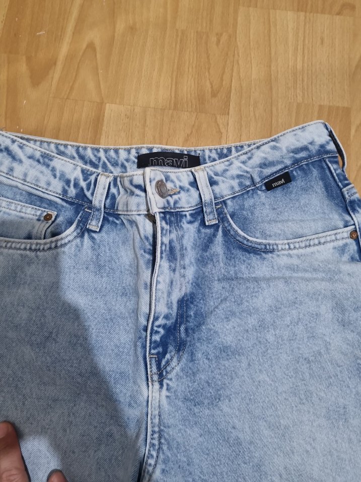Kadın Pastel Mavi Bol Kesim  Denim Jean - Görsel 2