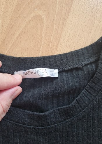 Düz Siyah Kadın Tişört, Yuvarlak Yaka, Kısa Kollu krop buluz - Görsel 2