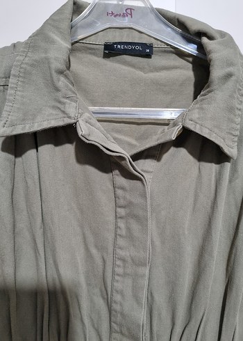 Düğmeli Keten tulum elbise - Görsel 2