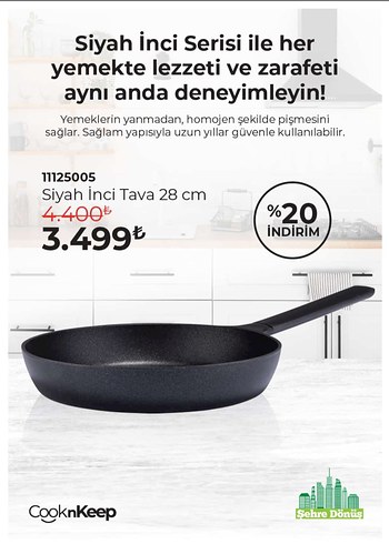 CooknKeep Siyah İnci Tava 28 cm