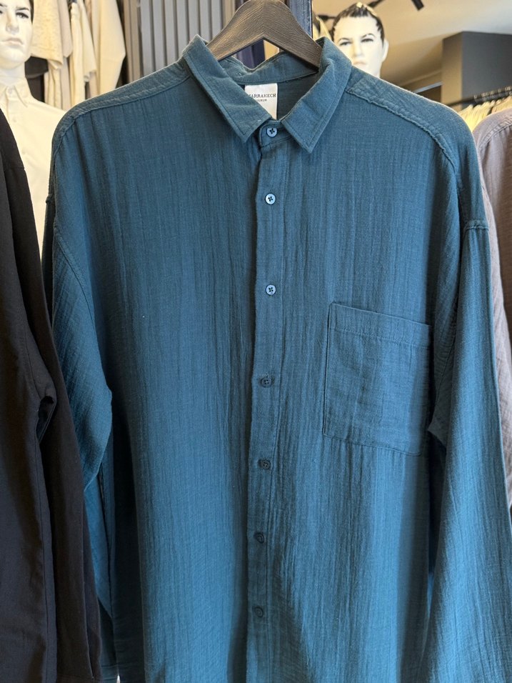 Gri Pamuklu Uzun Kollu Erkek Gömlek Marrakech - Görsel 3