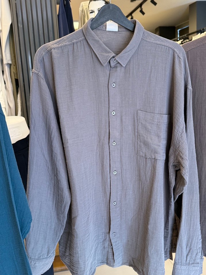 Gri Pamuklu Uzun Kollu Erkek Gömlek Marrakech - Görsel 4