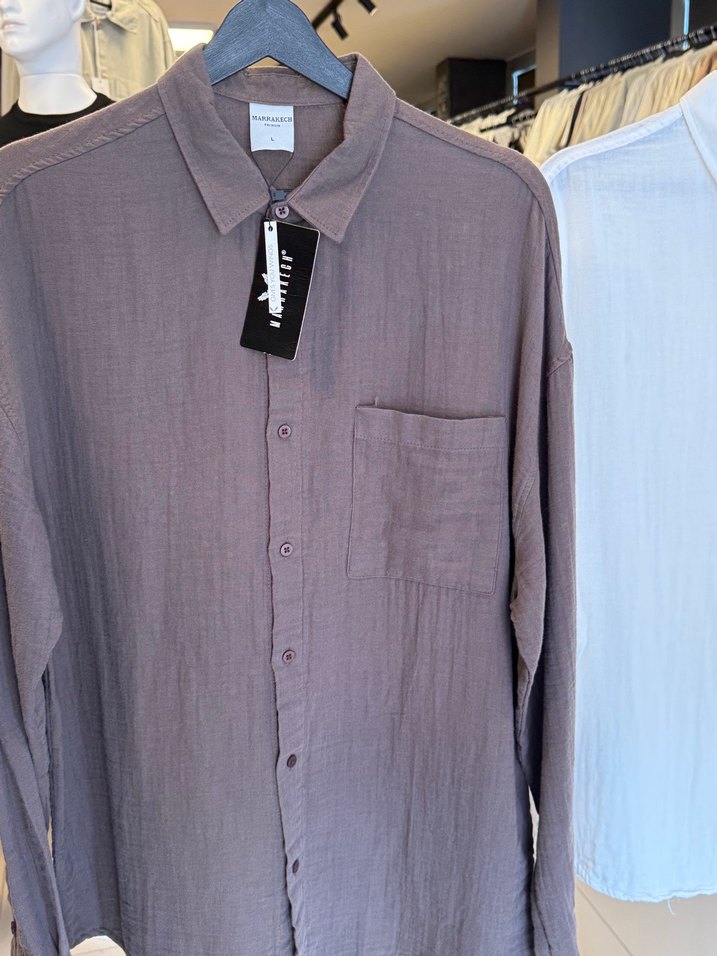 Gri Pamuklu Uzun Kollu Erkek Gömlek Marrakech - Görsel 5
