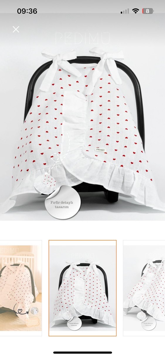 Beyaz Bebek Oto Koltuğu Örtüsü - Görsel 2