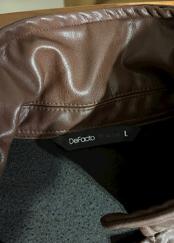 Düğmeli Kahverengi Deri Kadın Kaban - Görsel 3