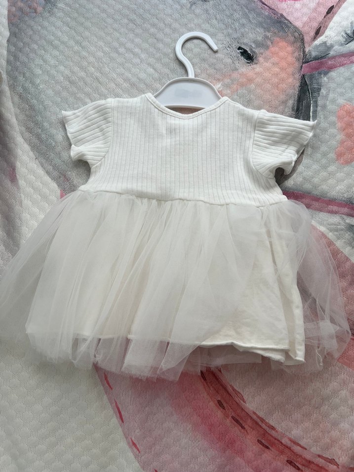 Kız Çocuk Beyaz Pamuklu Fırfırlı Elbise 3 ay - Görsel 2