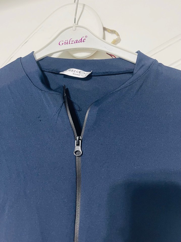 Kadın Kısa Fermuarlı Mavi Tulum - Görsel 2