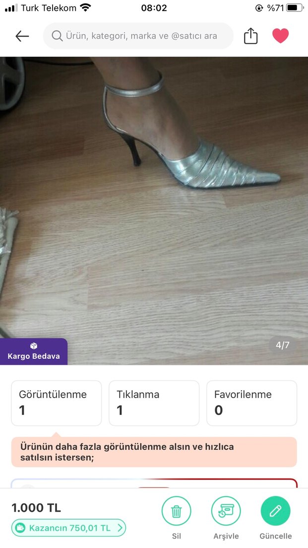 Gri Parlak Pilili Stiletto Topuklu Kadın Ayakkabı - Görsel 3