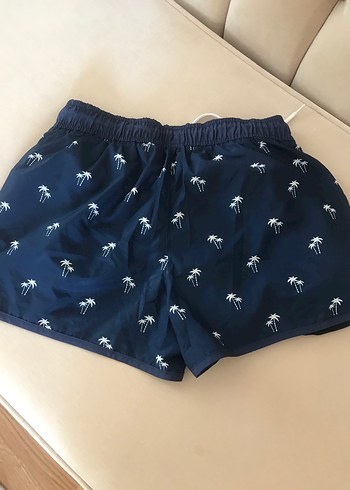 Beyaz Palmiye Desenli Lacivert Mini Mayo - Görsel 3