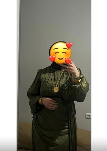Uzun Kollu Drapeli yağ yeşili elbise kilo 60 boy 1.60