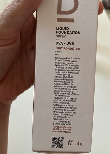 Beden Dermoskin Be Bright SPF50 Likit Fondöten 33ml lıght