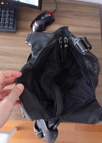 Diğer Gotik Tarzda Çok Gözlü Siyah Deri Kadın Çantası