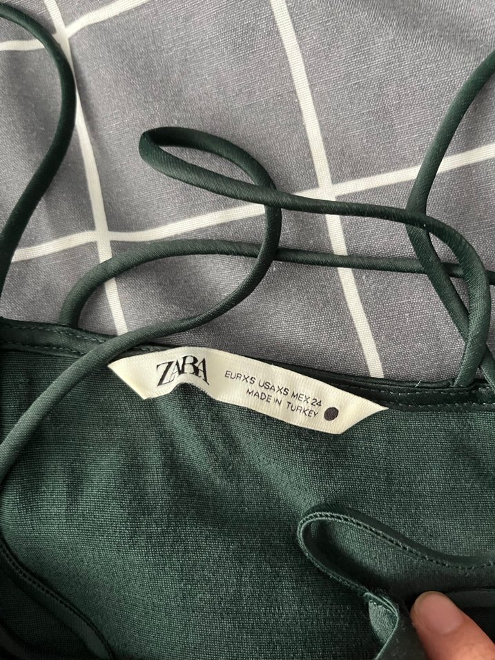 Zara Askılı Yeşil Mini Elbise - Görsel 3