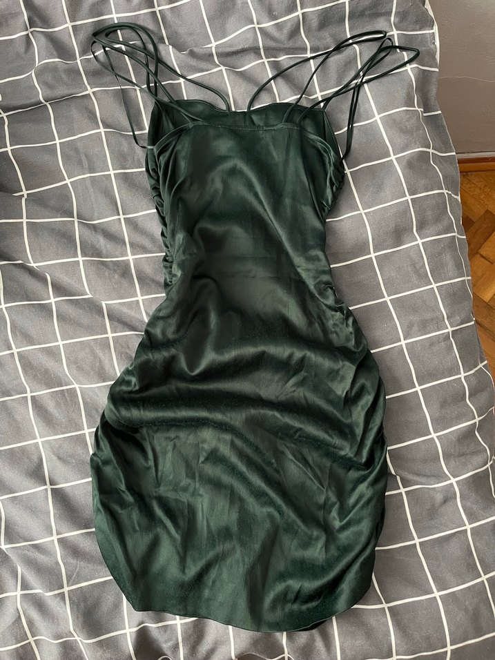 Zara Askılı Yeşil Mini Elbise - Görsel 2