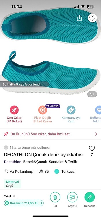 Decathlon çocuk deniz ayakkabısı