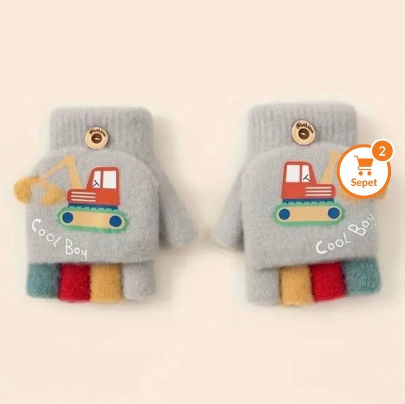Gri erkek çocuk Eldiveni - Görsel 2