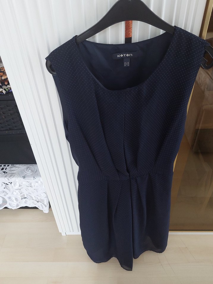 Koton Mavi Piliseli lacivert ellbise - Görsel 4