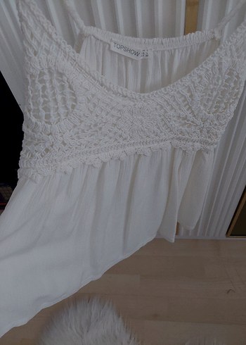 Diğer Dantel Detaylı Beyaz Bohem Bluz