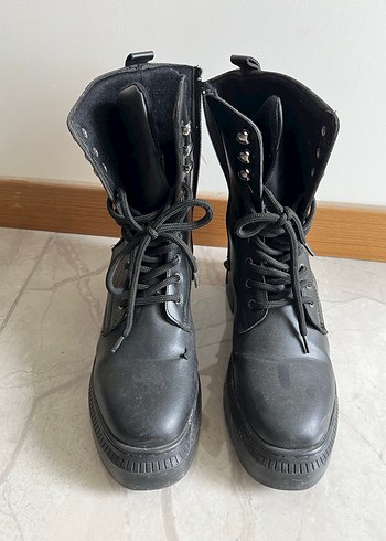 39 Beden siyah Renk Siyah Bağcıklı Rock Punk Kadın Bot/Postal