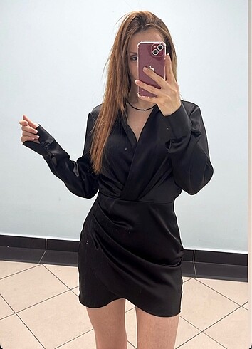 Zara saten elbise