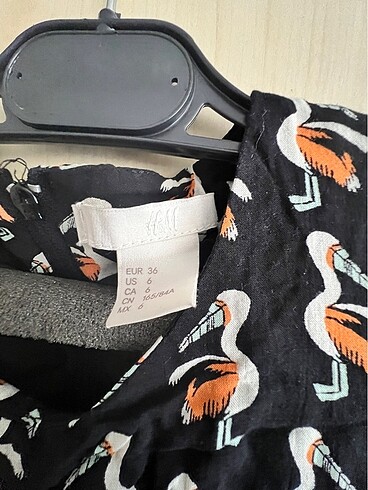 36 Beden H&M Flamingo Desenli Elbise