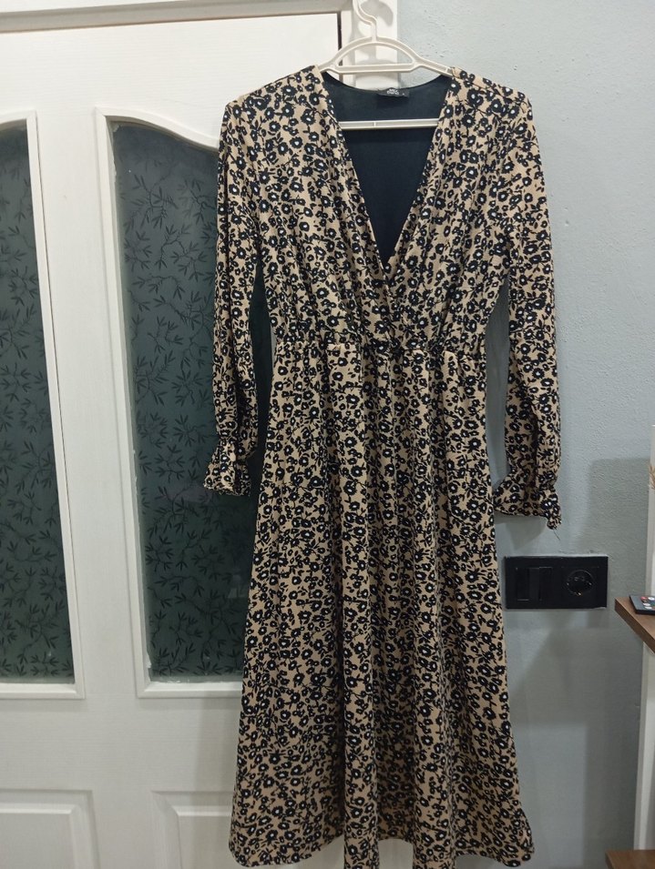 Bohem Tarz Uzun Kahverengi Elbise - Görsel 2